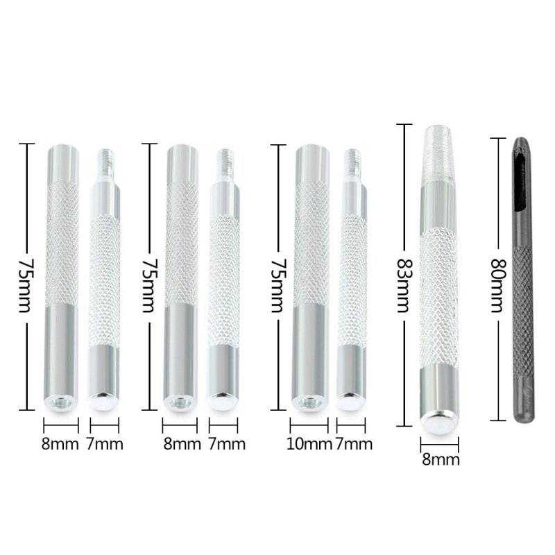 11/22 PCS Eyelet Die Punch Tool Hole Set Snap Rivet Setter Base Durable Solid Metal Leather Craft Kit DIY Apparel Sewing