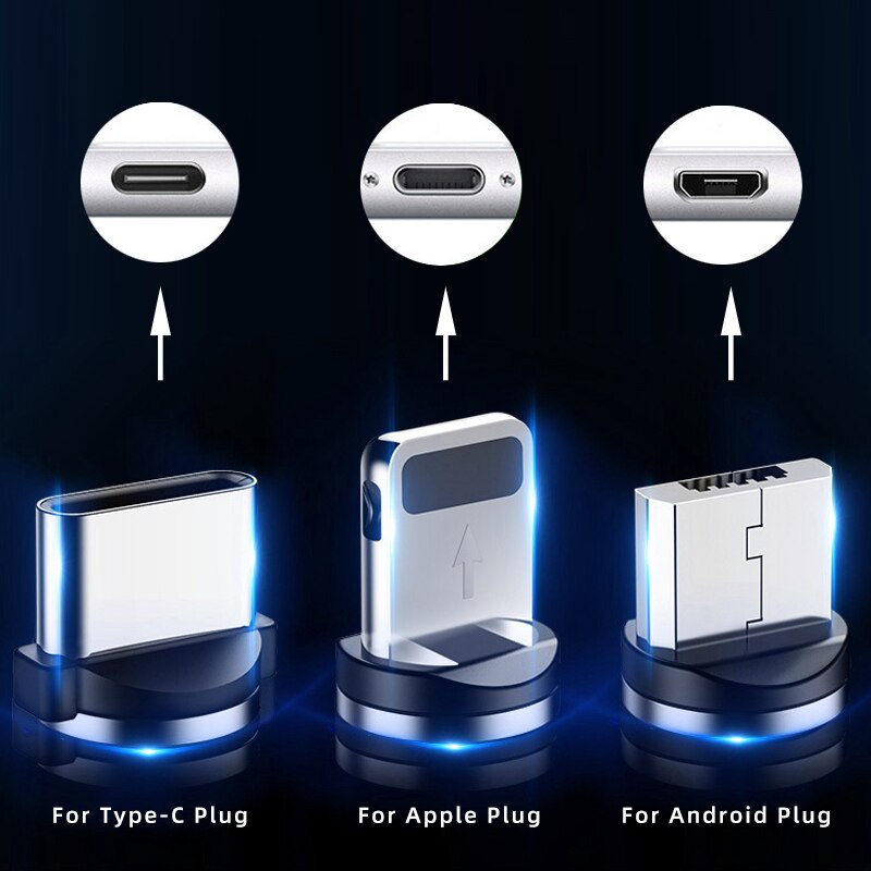 Aufu rund magnetisk kabel plugg type c micro usb c plugger hurtigladeadapter telefon type c magnet lader plugg ingen usb ledning