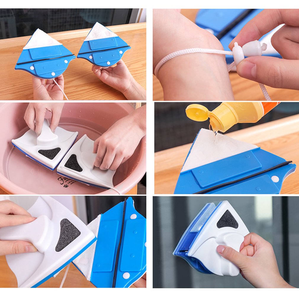 Double Side Glass Cleaning Brush Magnetic Window Cleaning Magnets Household Cleaning Tools Wiper Surface Brushs Shower Screens