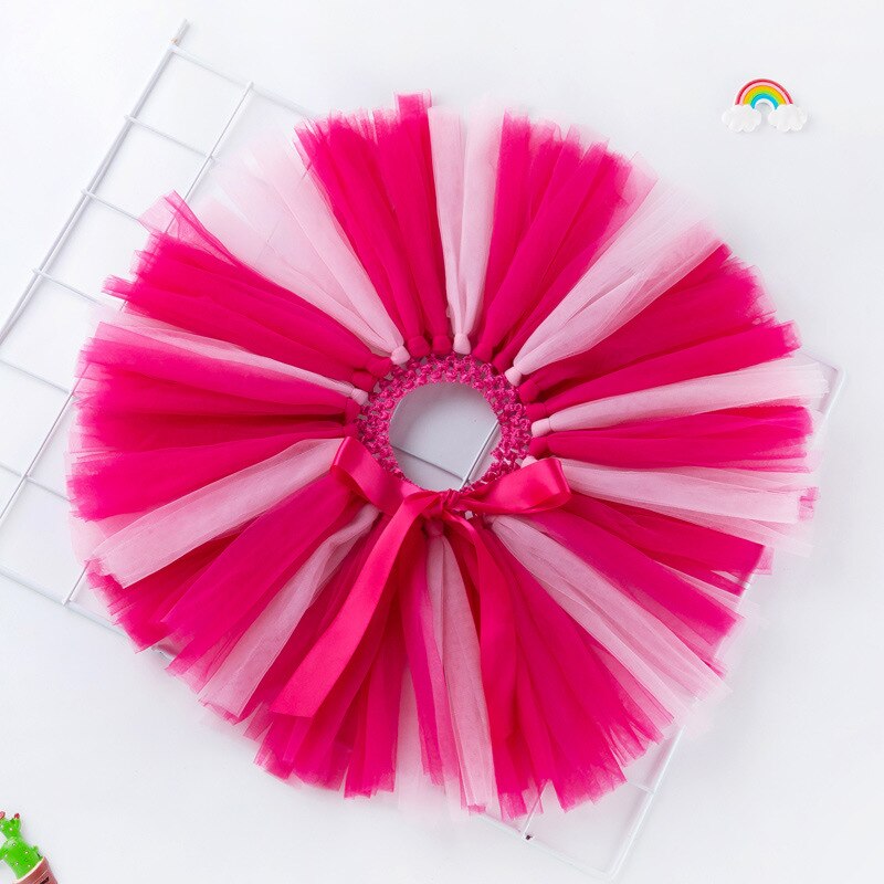 Bebê meninas sortidas cores artesanal malha tutu saias para crianças festival de natal aniversário curto pettiskirt roupas 0-2y: Rose Red Pink