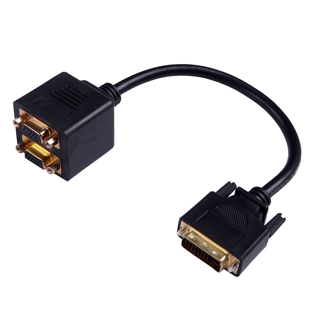 Passive DVI to VGA Splitter cable DVI-I male to Dual VGA SVGA female Y cable gold-plated