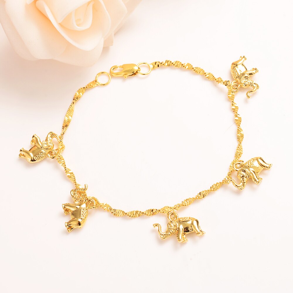 Bracelet en forme d'éléphant doré pour filles et femmes, chaîne à main, articles arabes, meilleur , 8.26 pouces