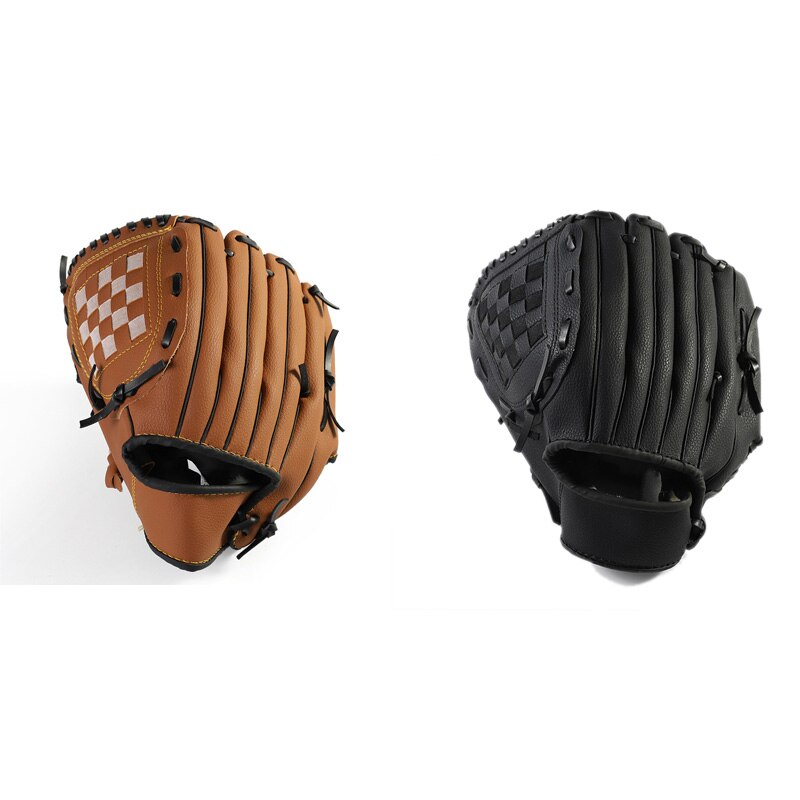 Deportes al aire libre 2 colores guante de béisbol equipo de práctica de Softball mano derecha para adultos hombre mujer tren, negro 10,5 pulgadas