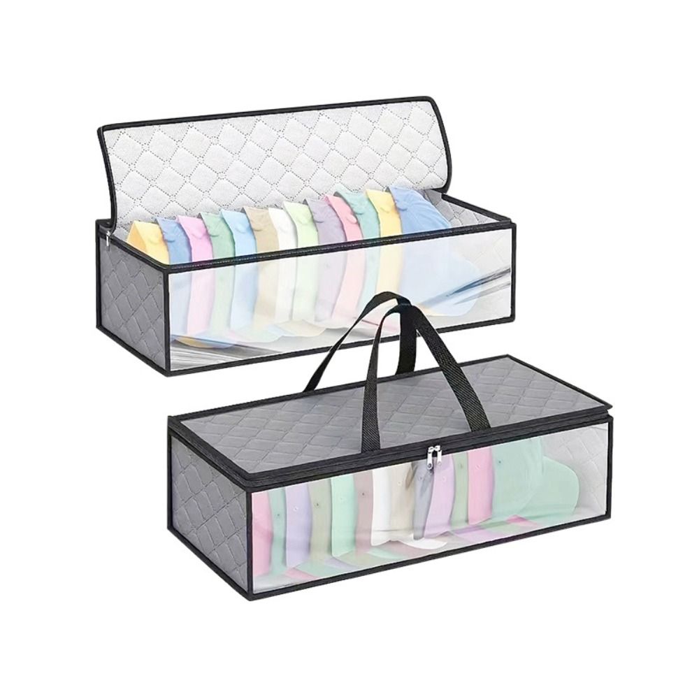 Sac de rangement sous le lit en tissu non tissé, poubelle pliable de grande capacité pour vêtements, anti-poussière avec fenêtre transparente