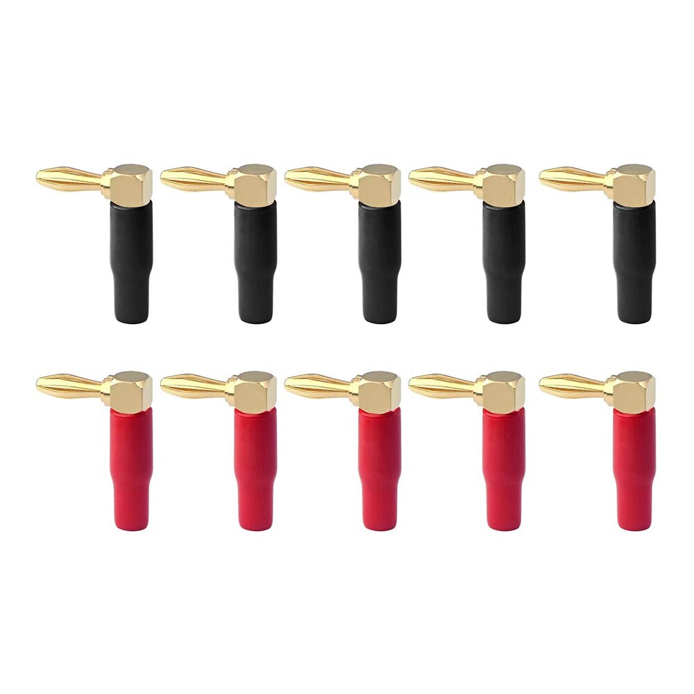 8 Pcs(4 Pairs) HIFI 90 degree banana connetor 3μ 24K Gold plated banana plug Right Angle