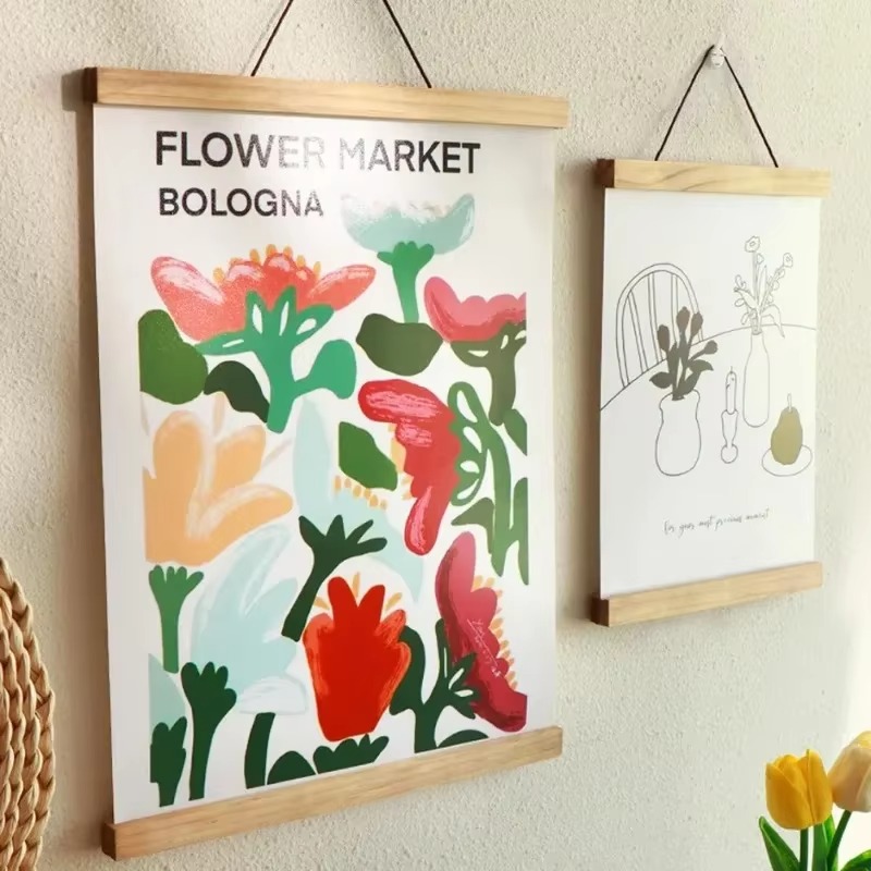 60cm 70cm 80cm 90cm magnetisk plakatophæng teak fyrretræ maleriramme 5 farver træ fotoramme sort hvid lærredsramme