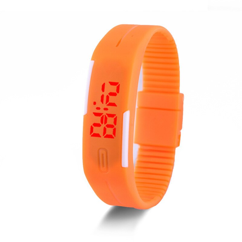 Mode Led Horloges Snoep Kleur Siliconen Rubber Touch Screen Digitale Horloges, Vrouwen Mannen Armband Sport Horloge: orange
