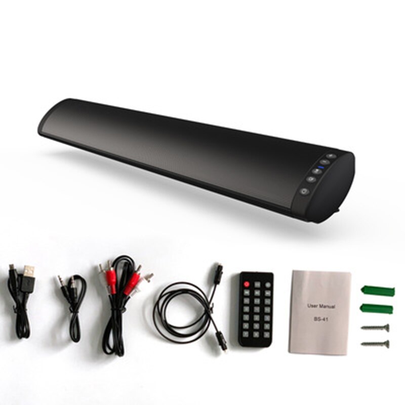 Wall Mountable Home Theater TV Soundbar Speaker OPT AUX Input Stereo Surround Speakers with Remote Control Sound System