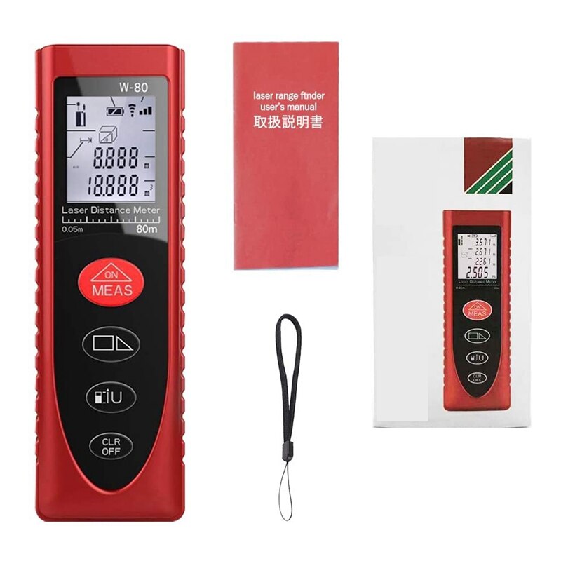 Tape Measure, Measure Distance Meter 80M, Digital Measurement Tool,Range Finder with Backlight Display,W-80