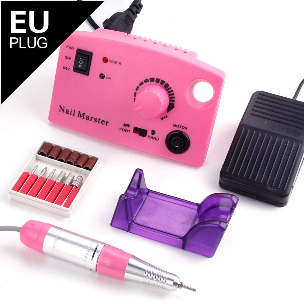 35000RPM 25W Electric Manicure Set Nail Drill Bits Milling Machine Pedicure Apparatus Diamond Cutters Nail Files Polisher Tool: Pink
