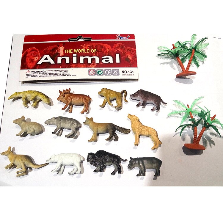 12 Pcs Animal Dinosaurus Model Ornamenten Wilde Bos Simulatie Dier Scène Accessoires Kinderspeelgoed: pasture animal