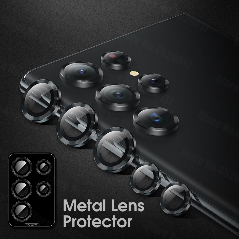 S22 ultra capa completa câmera lente protetor para samsung galaxy s22 ultra liga de alumínio metal vidro temperado para samsung s22ultra