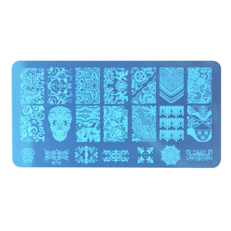 1 pièces Nail Art timbre estampage Image plaque ongles impression pochoir dentelle modèle bricolage bleu masque ongles impression Nail Art manucure outils