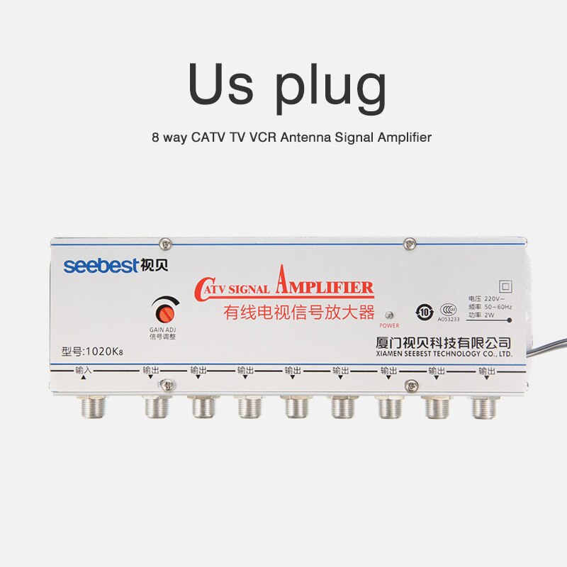 8 Way House-hold CATV Signal Amplifier 1in 8out CATV TV VCR Antenna Signal Amplifier Booster Splitter 20dB