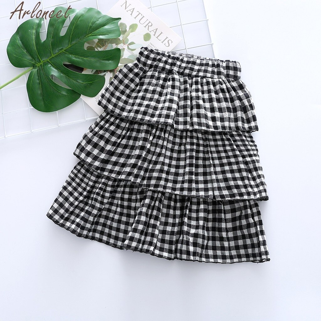 ARLONEET Gingham Überprüfen mehrschichtig Kilt Plaid Felsen Mädchen Nette freundlicher Kleidung 19beschädigen26 Weibliche Röcke Für Mädchen