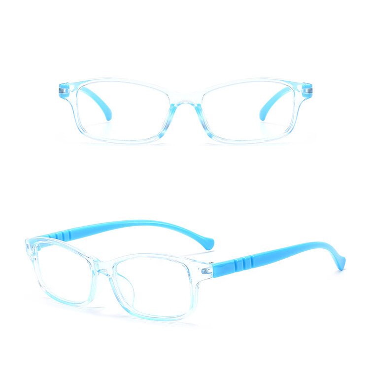 Gafas de luz azul para ordenador para niños Filtro de protección para ojos, marco Rectangular, bloqueador de rayos UV, lente de lectura falsa para juegos: blue