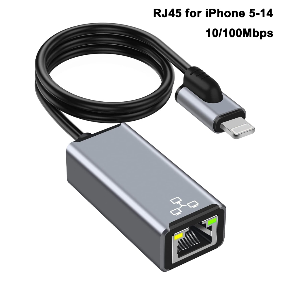 Internet RJ45 pour Lightning iPhone 14 13 12 11 8 7 6 5 /iPad/iPod adaptateur réseau LAN Ethernet avec Port adaptateur de Charge 20W
