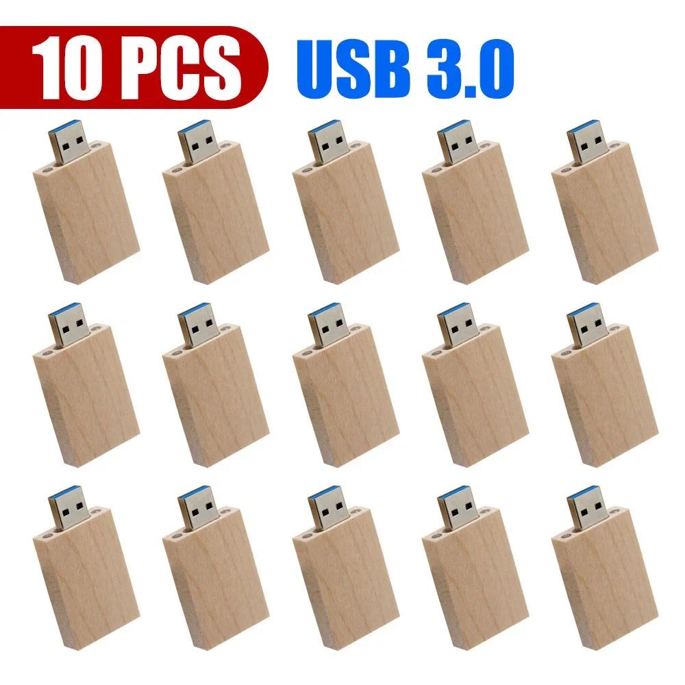 10 stk/parti usb-minnepinner i tre med 3.0 stk. gratis logo, 128gb 64gb . minnepenner, 16gb 32gb 8gb minnepinne til bedrifter, usb-pinne: Grå / 32gb