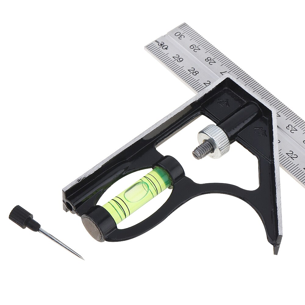 12 inch 300mm Adjustable Stainless Steel Combination Angle Ruler 45/90 Degree with Bubble Level Multi-functional Measuring Tools