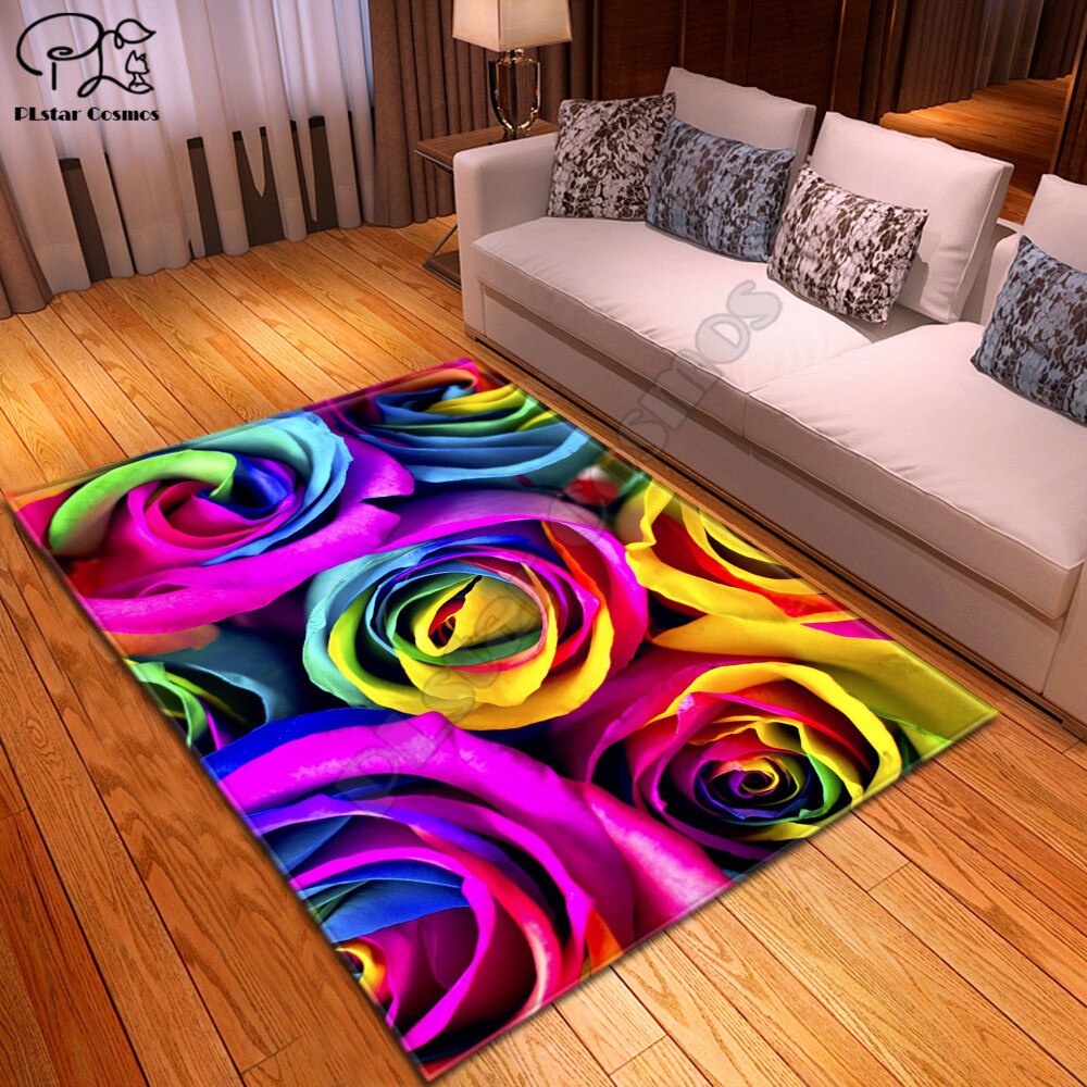 Zonnebloem Rose Patroon Grappige 3D Gedrukt Badkamer Voetstuk Tapijt Deksel Wc Cover Badmat Set Stijl-3: 1