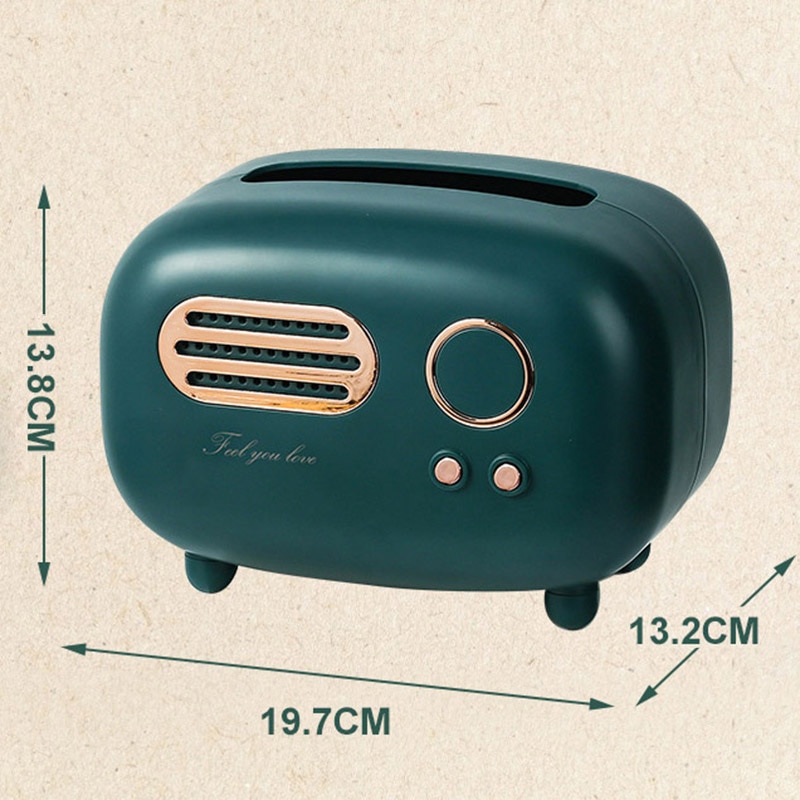 Boîte à mouchoirs de bureau, modèle Radio rétro, Vintage, distributeur de mouchoirs, rangement de serviettes, organisateur d&#39;ornement artisanal