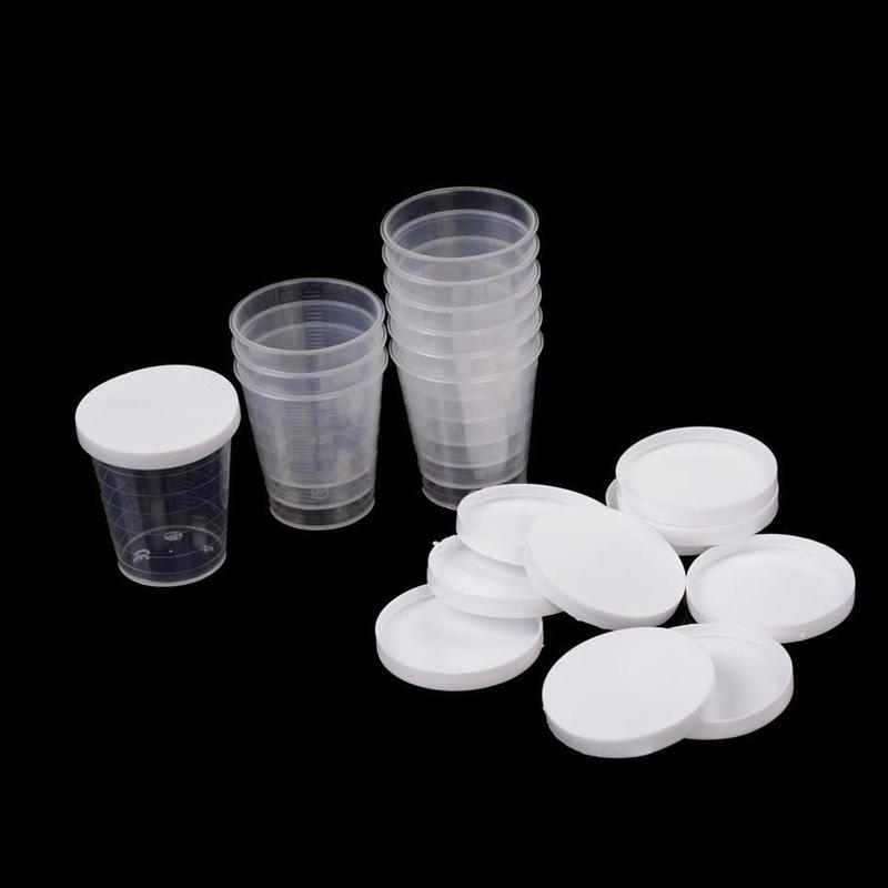 30ml plastgravyr måttbägare medicin mått mått bägare med lock lock genomskinlig behållare genomskinliga mått bägare