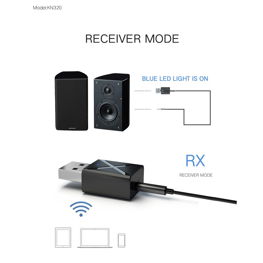Novo bluetooth-compatível 5.0 receptor de áudio transmissor mini estéreo aux rca usb 3.5mm jack para tv pc carro kit adaptador sem fio