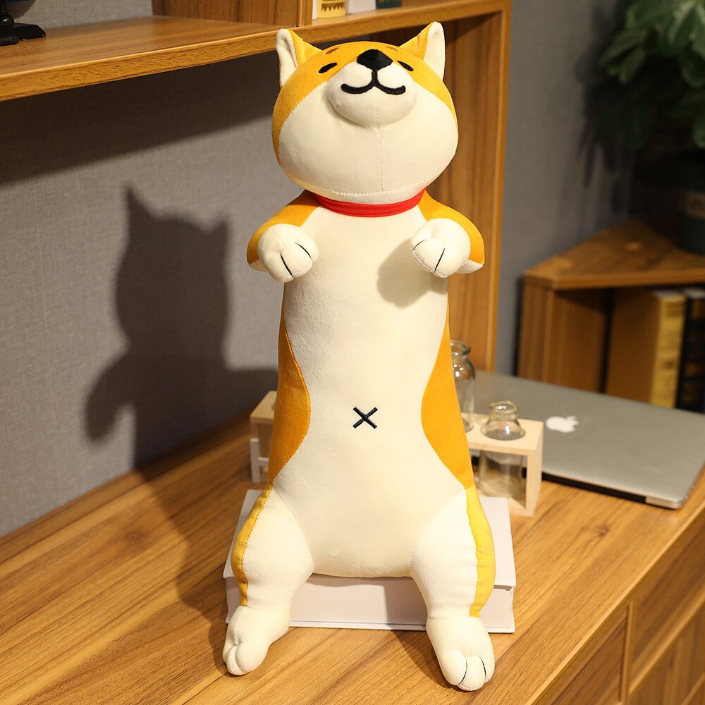 60-120cm Cute Shiba Inu Dog & Cat Plush Toys Stuffed Long Animals Sleep Boyfriend Pillow Doll Office Cushion Kids Girls: 60cm / orange dog