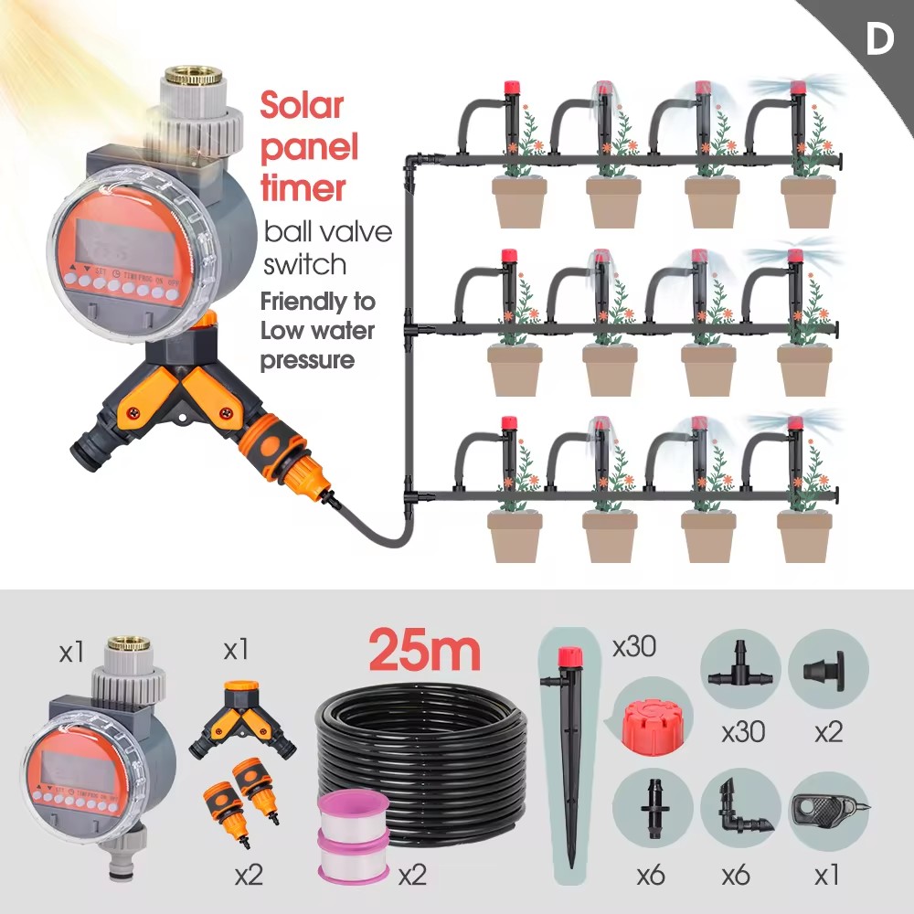 Zonne-Energie Watertimer Aangesloten Op 1/4 "Slang Irrigatie Systeem Programmeerbare Slang Sprinkler Digitale Controller Kogelklep Buiten Wat: Paars