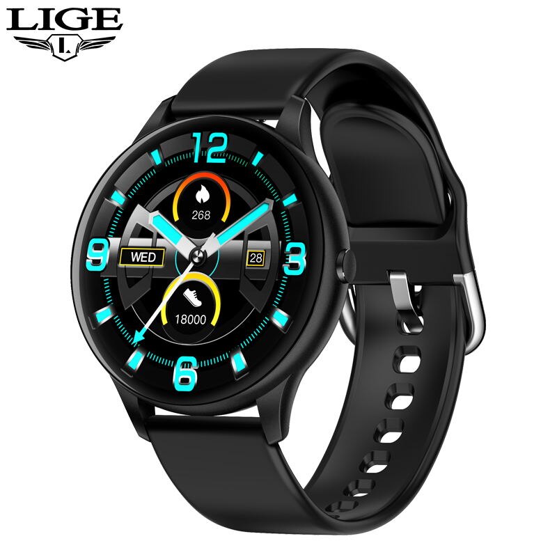 LIGE Smartwatch Women - Heart Rate Blood Pressure Monitor - IP67 Waterproof Sport Watch for Android & iOS: Black