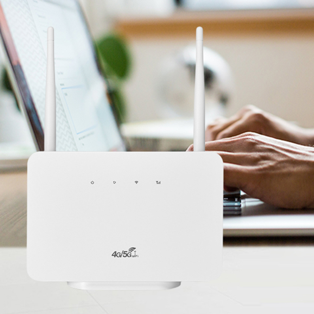 Router 4g lte cpe z modemem, anteną zewnętrzną, bezprzewodowym punktem dostępowym i gniazdem na kartę sim , 300 mb/s do biura domowego (wtyczka eu)