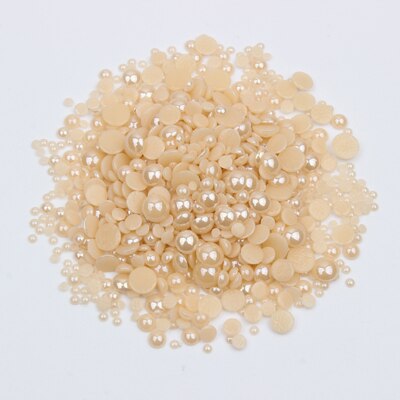 1000 stk/parti hvid/sort mix størrelser keramiske perler halvrund flatback perle 2mm-6mm blandet til diy lim nail art beklædningsgenstand: Buff