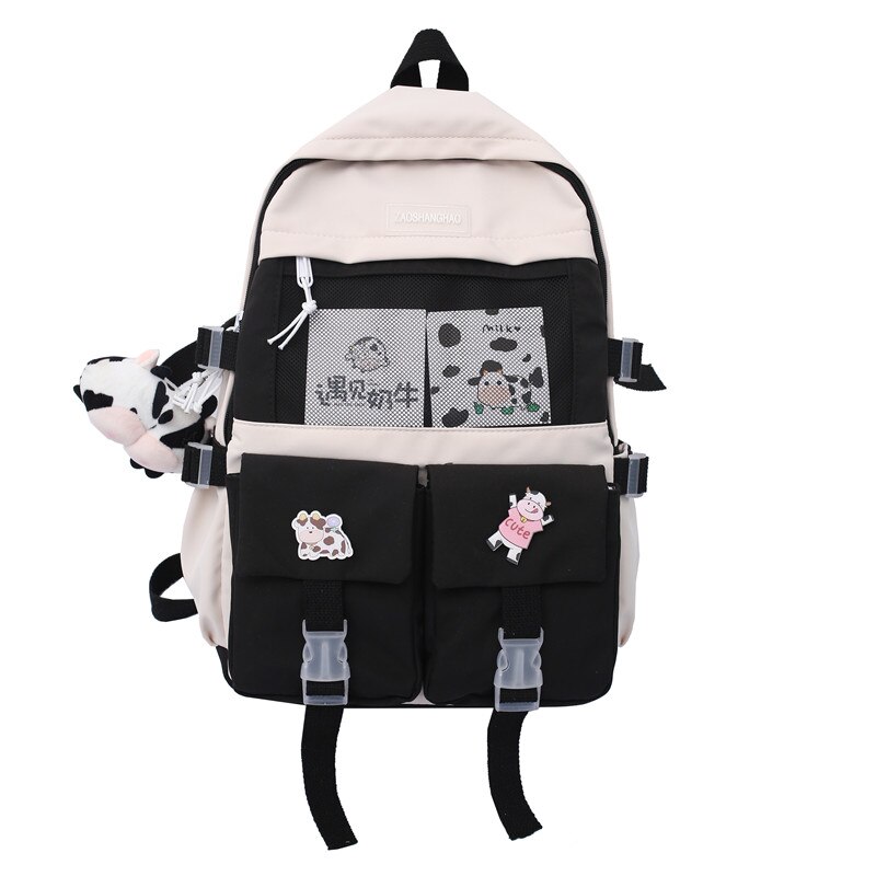 ESTUAQUEEN nowy wodoodporny nylonowy plecak kobiety kilka kieszeni plecaki podróżne plecak szkolny damski dla nastoletnich dziewcząt Book Mochilas: Black / Backpack only