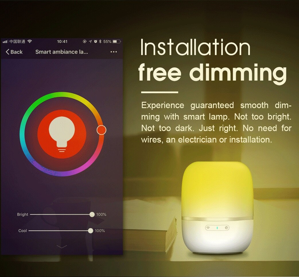 Lampe LED d&#39;ambiance colorée, sans fil, wi-fi, intelligente et Portable, idéal pour un bureau ou une Table