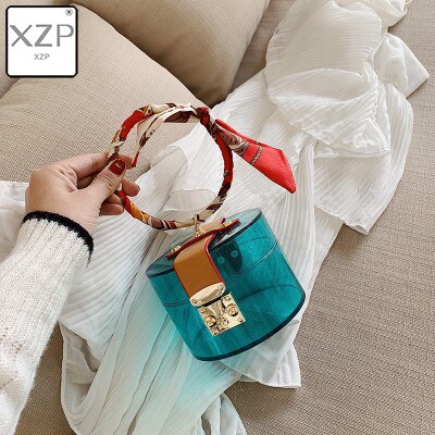 XZP NEUE Transparent MINI Tragetaschen Für Frauen Sommer Acryl Handtaschen Schals Hand Tasche Dame Nette Handtasche: Blau