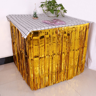 275X75 Cm Hawaii Party Decoratie Tafel Rok Folie Fringe Metallic Klatergoud Tafel Rok Voor Bruiloft Verjaardag Decoratie: Gold