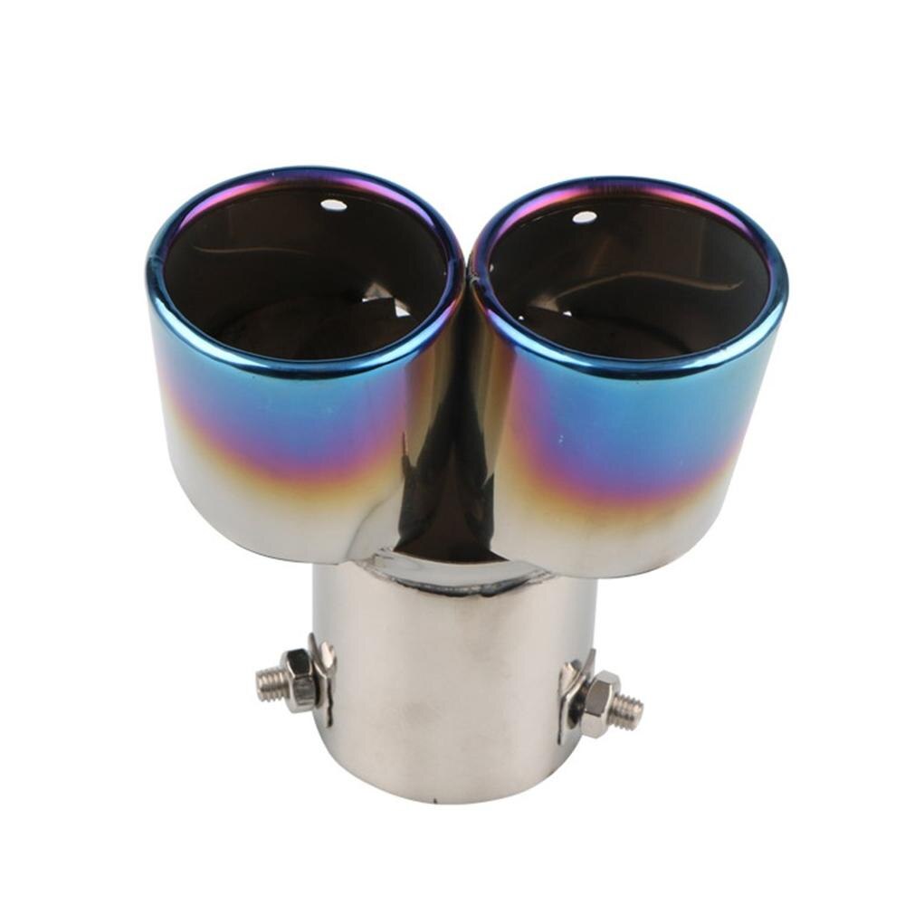 Universal Exhaust Muffler Pipe End Stainless Steel Car Round Mouth Double Pipe Tail Pipe Car Tail Throat Exhaust Pipe