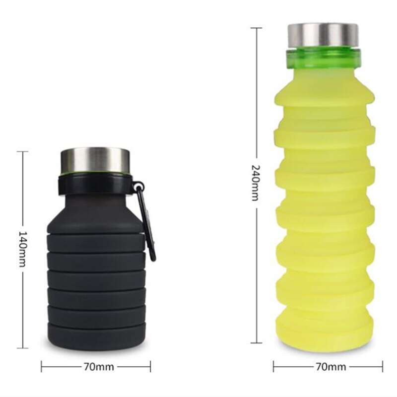 550ml Sport de plein air Portable Silicone bouteille d'eau rétractable pliant Sport boisson bouilloire bouteille de café voyage tasses à boire