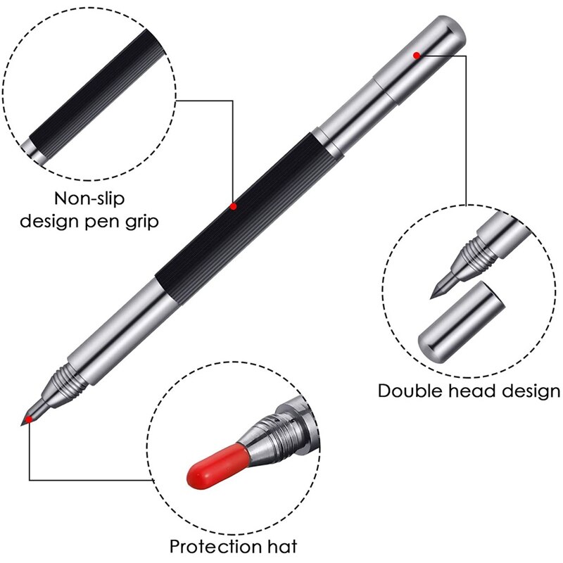 6 Pcs Graveren Pen Tip Kraspen, Tungsten Carbide Scribers Met Magneet, metalen Ets Graveren Pen Voor Metaal Glas Hout