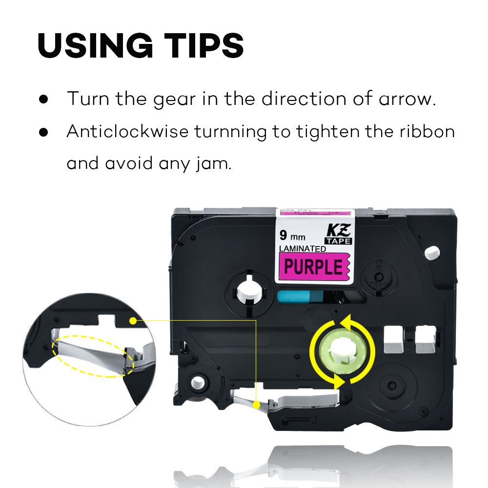 9mm TzeP21 Black on Purple Laminated Label Tape Cassette Cartridge label ribbon tze tape Tze-P21 tze P21 tzeP21 for P-touch PT