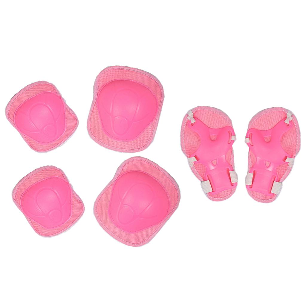 6/7Pcs Fietsen Roller Skate Ccooter Elleboog Pols Knie Pads Sport Veiligheid Beschermende Gear Guard Voor Kinderen Schaatsen fietsen: Pink 6Pcs