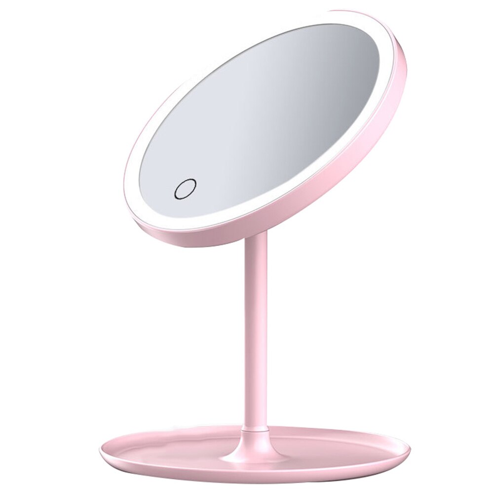 Usb recarregável espelho de maquiagem com luz led ajustável led vaidade luz espelho de maquiagem espelho de luz led espelho de maquiagem: Rosa