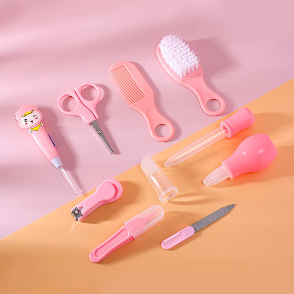 10 pçs manicure recém-nascidos cuidados diários cuidados de enfermagem grooming prego clipper acessórios de segurança portátil kit cuidados de saúde do bebê nariz mais limpo
