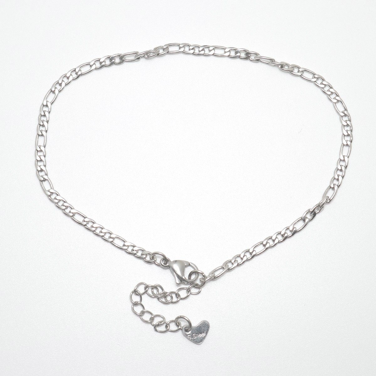 304 Stainless Steel Anklet For Women Men Silver Color Heart Chain Anklet Wedding Jewelry 22.8cm(9&quot;) long, 1 Piece