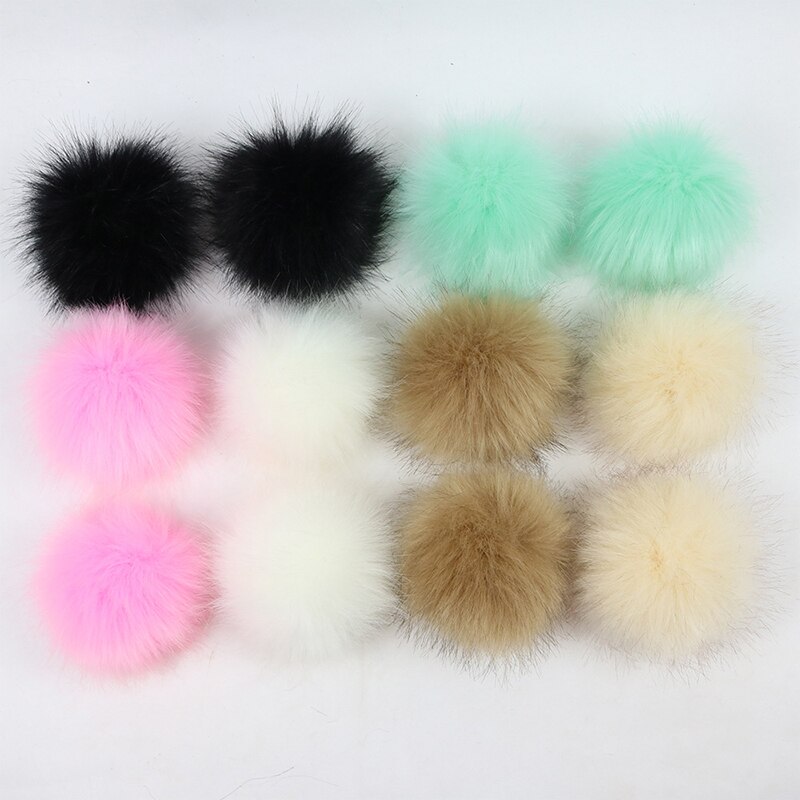 12Pcs 8Cm Diy Winter Faux Fur Ball Pompom Vrouwen Auto Tas Sleutelhanger Sleutelhanger Elastische Diy Sleutelhanger Konijn haarwortel Zakken Hoed Decor: 15