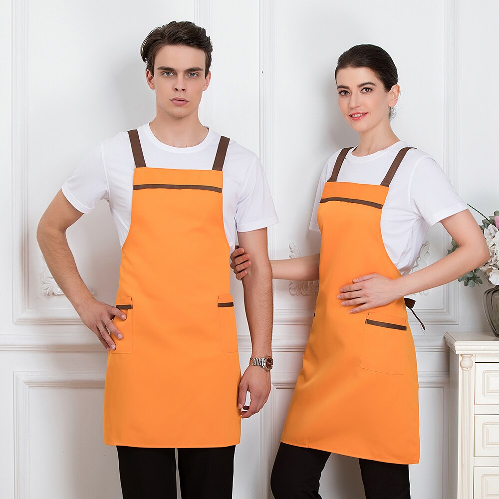Forklæde kok arbejdstøj webbing sløjfe-knude unisex forhindre fald kantine cafe køkken restaurant fest kokke uniformer tjener servitrice: Orange