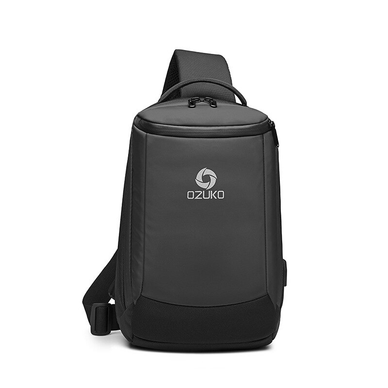 OZUKO Geschäft Brust Tasche Wasserdichte Crossbody Handtasche USB Ladung Schulter Tasche iPad Telefon Pack Anti-diebstahl Brieftasche: Schwarz