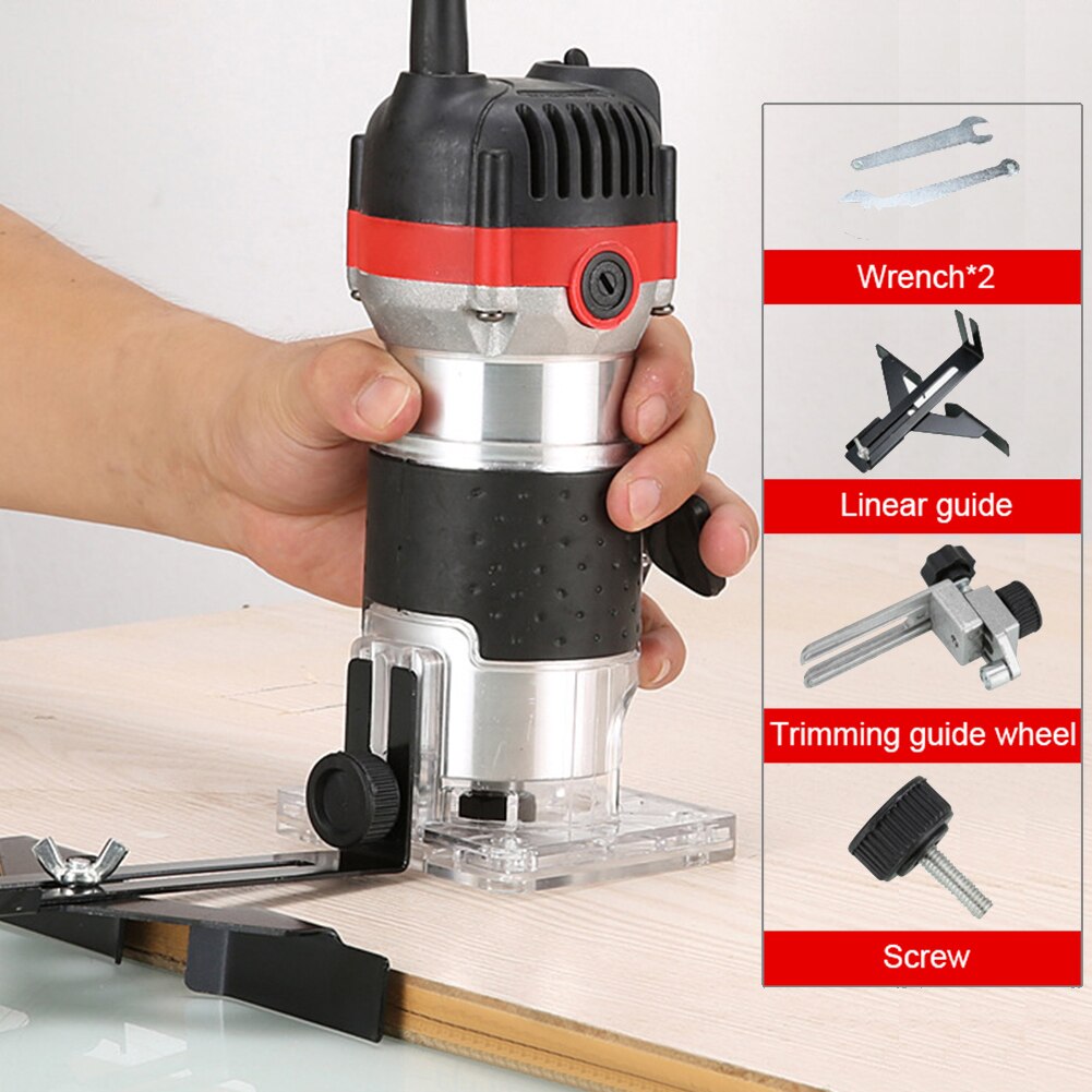 800W Woodworking Electric Trimmer Wood Router Milling Slotting Trimming Woodworking Tool Set for Wood Carving Machine