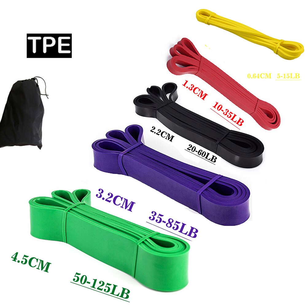 208cm modstandsbånd gummi pull up styrke muskler loop band fitness power expander 41 ": Tpe sæt 5