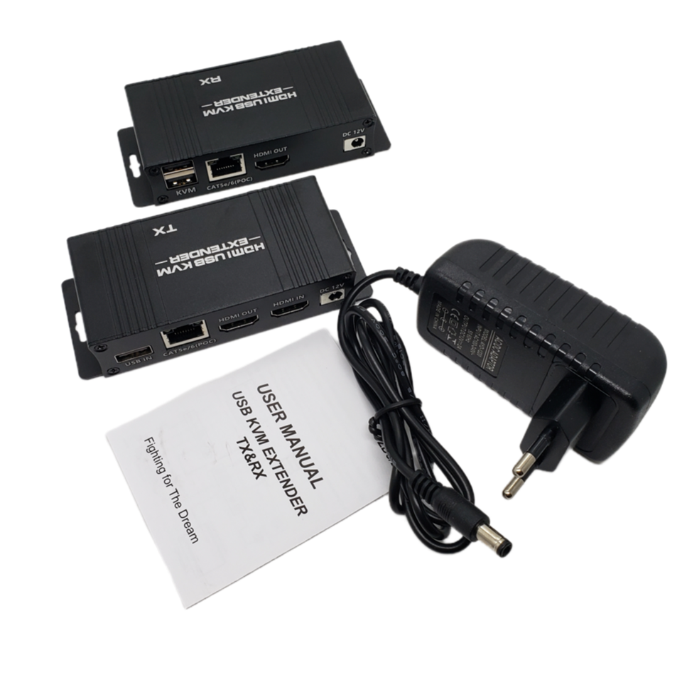60M HDMI KVM Extender HDMI Extender with USB KVM Control RJ45 60m over IP Cat6 POC Mouse Transmitter Receiver for PC Computer